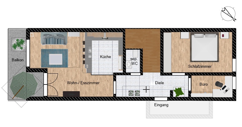 2D-Ansicht 1. OG Wohnung kaufen Waiblingen / Bittenfeld