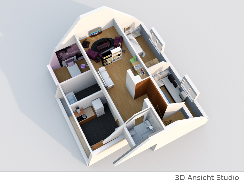 3D-Grundriss DG Wohnung kaufen Stuttgart / Münster