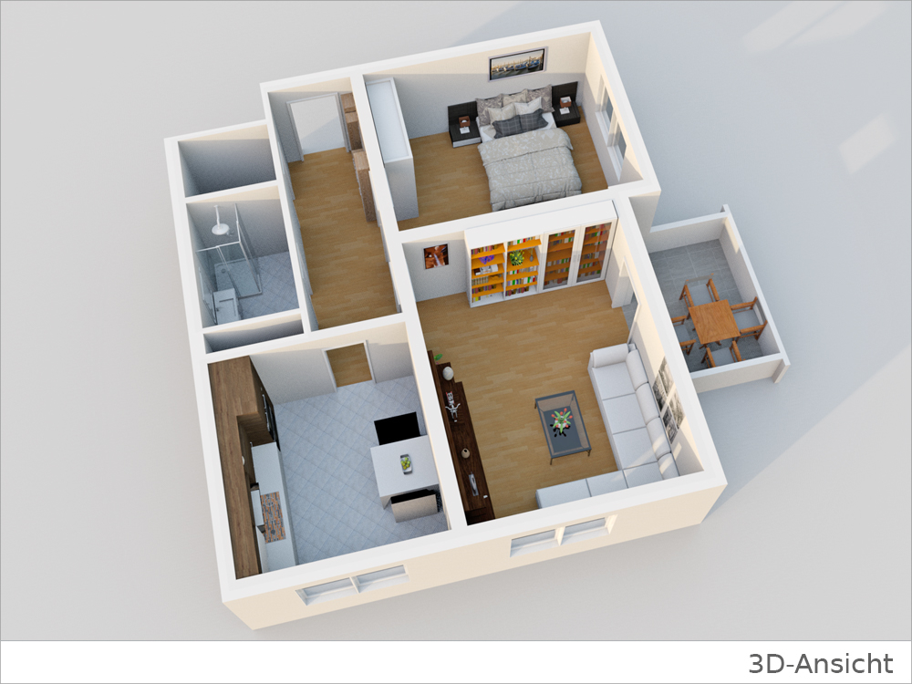 3D-Grundriss Wohnung kaufen Stuttgart / Giebel