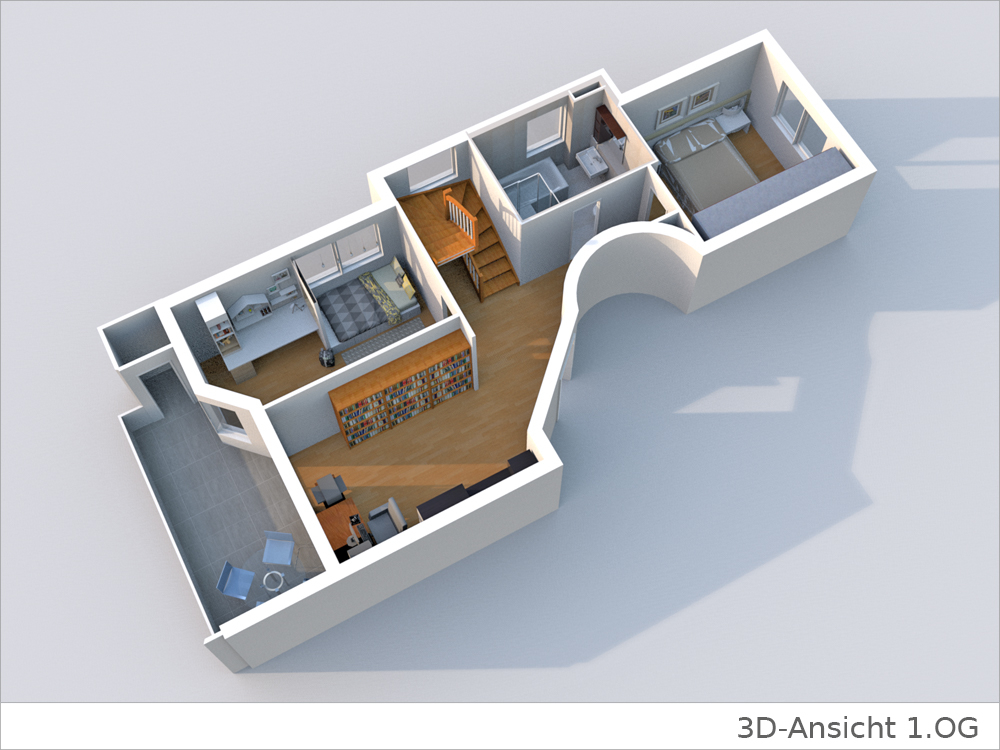 3D-Grundriss 1OG Wohnung kaufen Stuttgart / Vaihingen