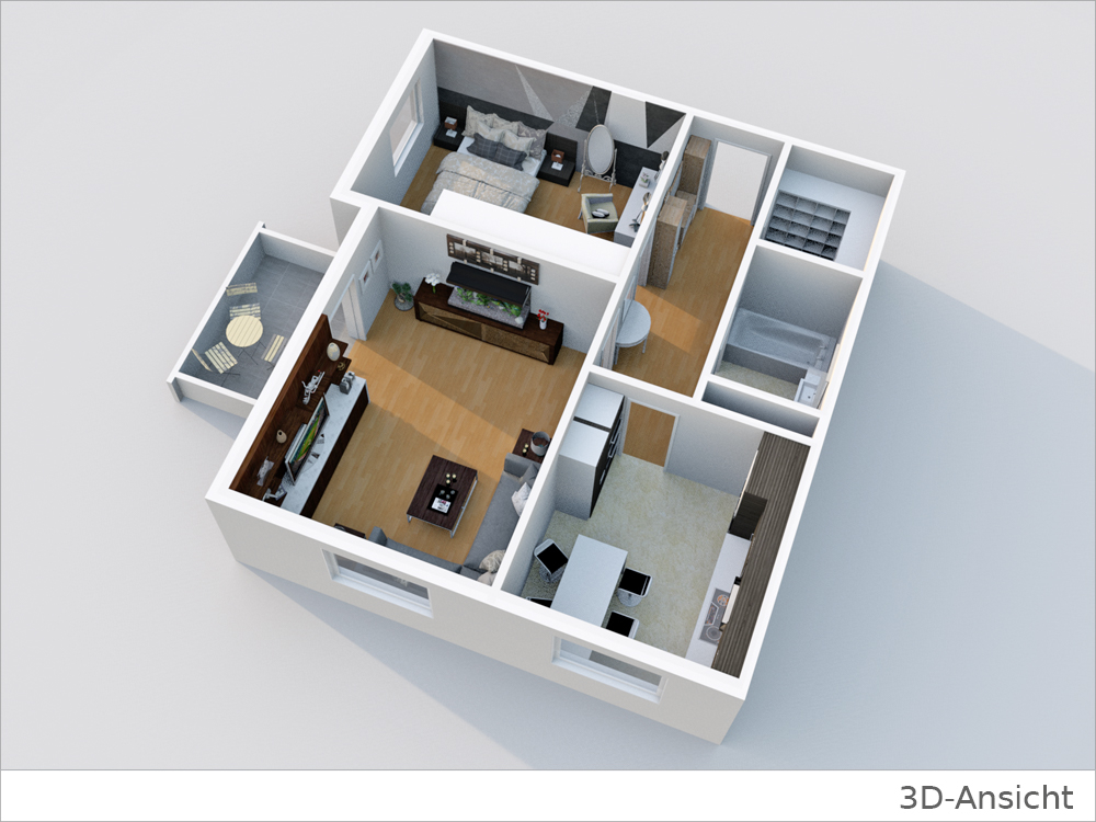 3D-Grundriss Wohnung kaufen Stuttgart / Giebel