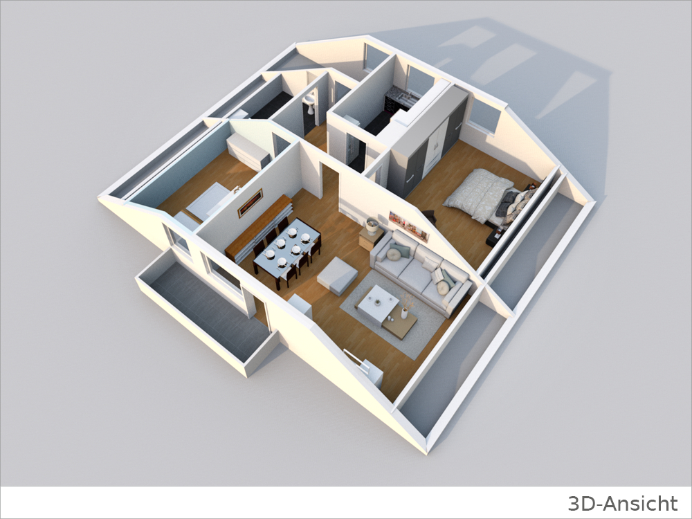 3D Ansicht Wohnung kaufen Stuttgart / Stammheim
