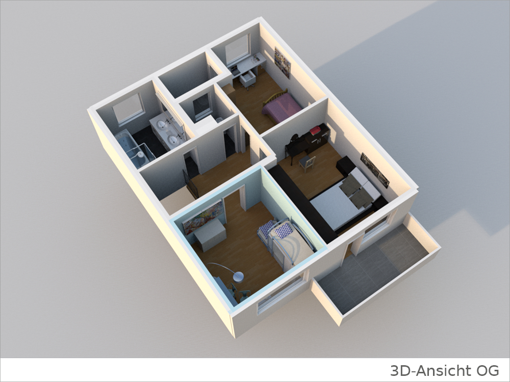 3D Ansicht OG Haus kaufen Stuttgart / Vaihingen