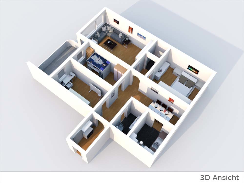 3D Ansicht Wohnung mieten Stuttgart
