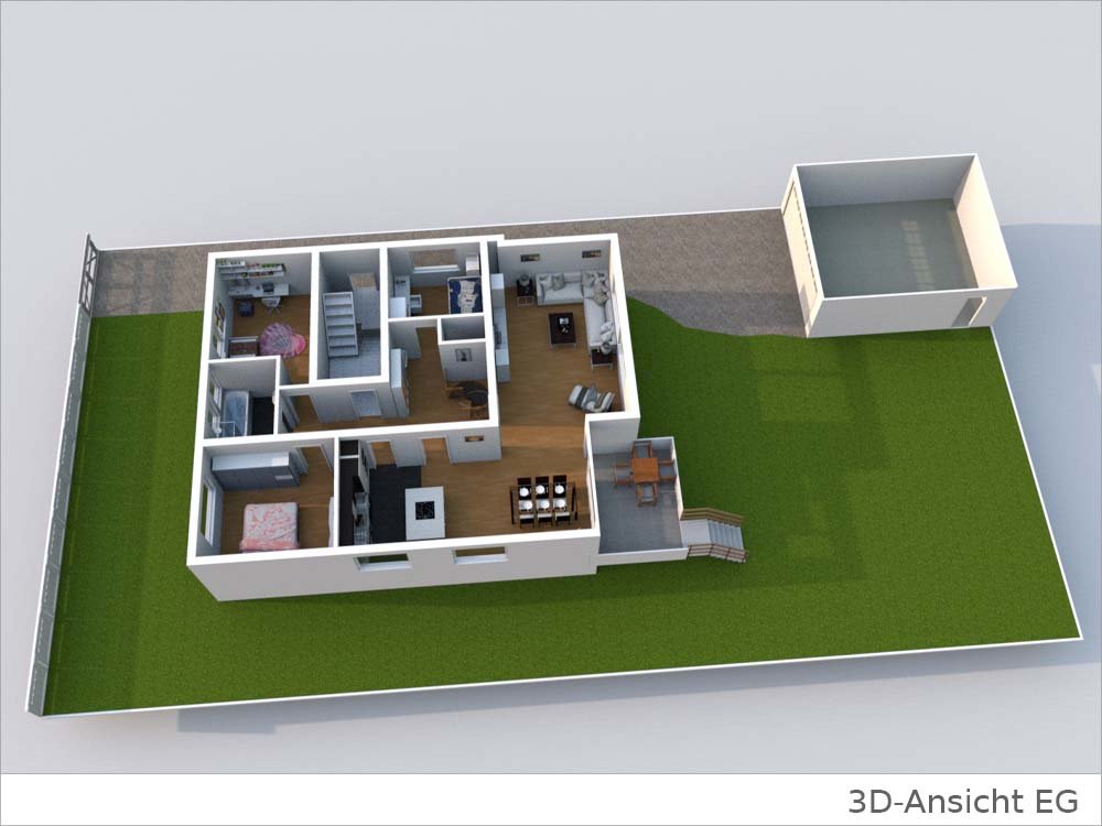 3D Ansicht EG Haus kaufen Stuttgart-Möhringen